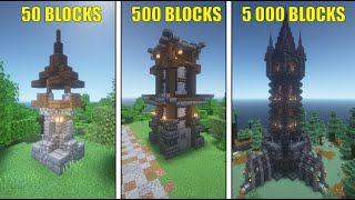 I Build Towers with 50, 500, 5000 Blocks in Minecraft!