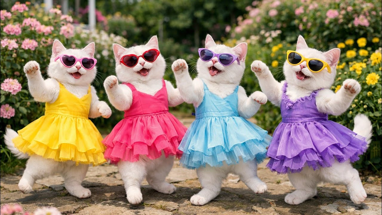 बिल्ली डांस 💃😹 Cats dance video - amazing 4 cat dance 