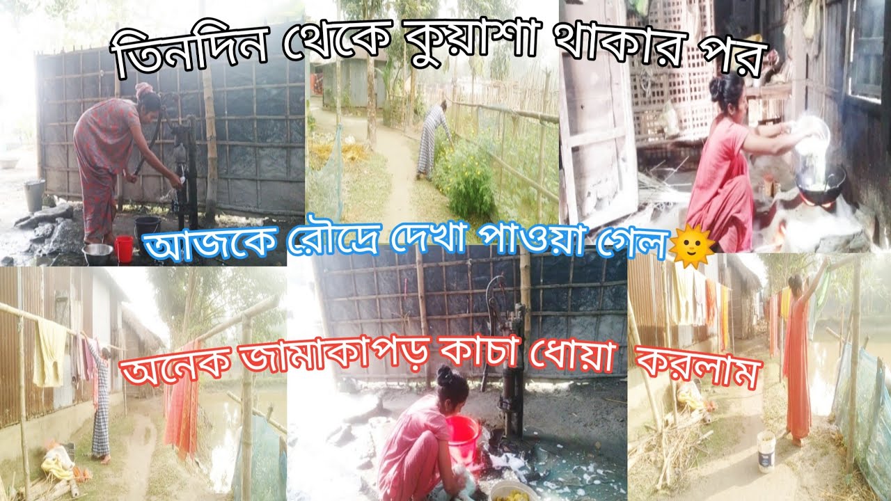 তিনদিন থেকে কুয়াশা থাকার পর☁ আজকে রৌদ্রে দেখা পাওয়া গেল। 🌞 অনেক জামাকাপড় কাঁচা ধোয়া করলাম/