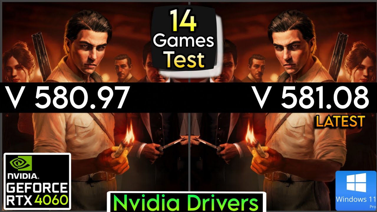 Nvidia Drivers (V 580.97 vs V581.08 ) - Test In 14 Games - ft.RTX 4060