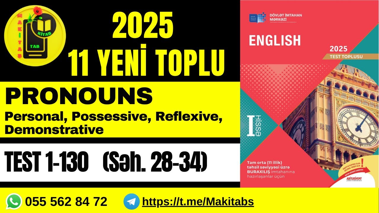 DİM 11-Cİ SİNİF TEST TOPLUSU 2025 İNGİLİS DİLİ | PRONOUNS (Personal, Possessive, Reflexive) | İZAH
