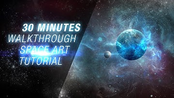 Adobe Photoshop Tutorial: 30 Minutes Digital Space Art & Scene Walkthrough "Iradiate"