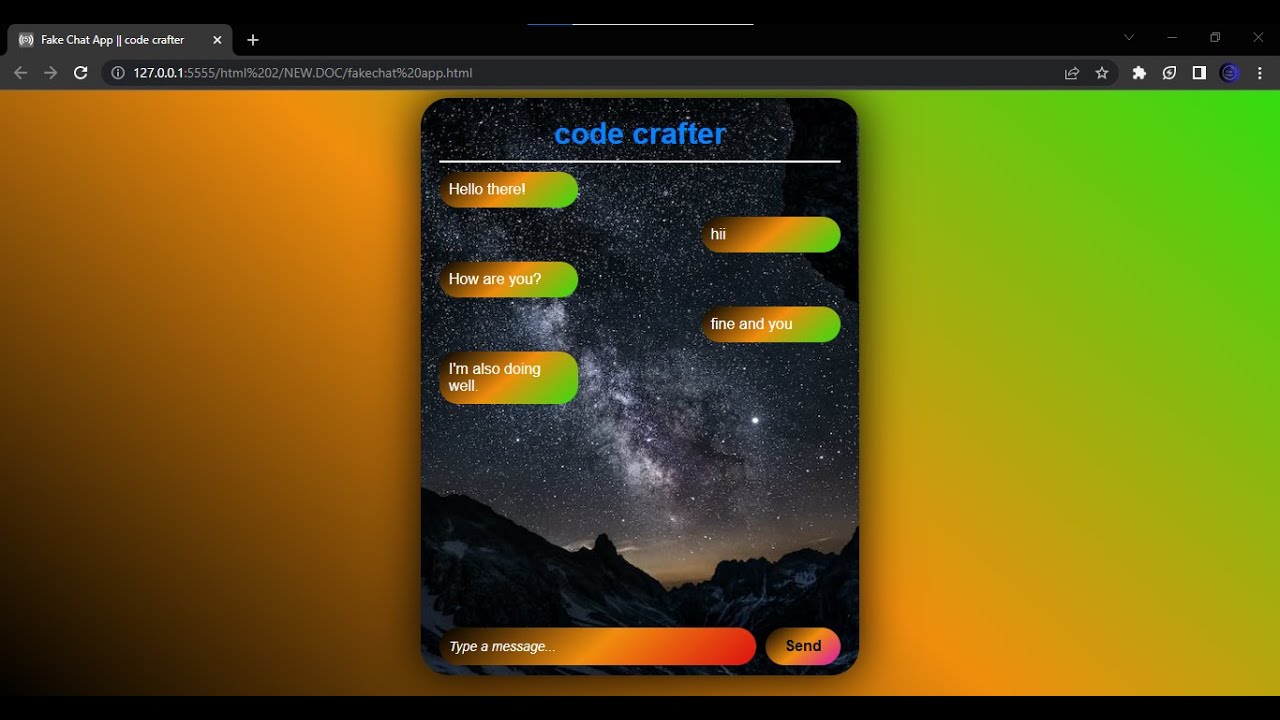 code crafter - fake chat app - No Talking - YouTube