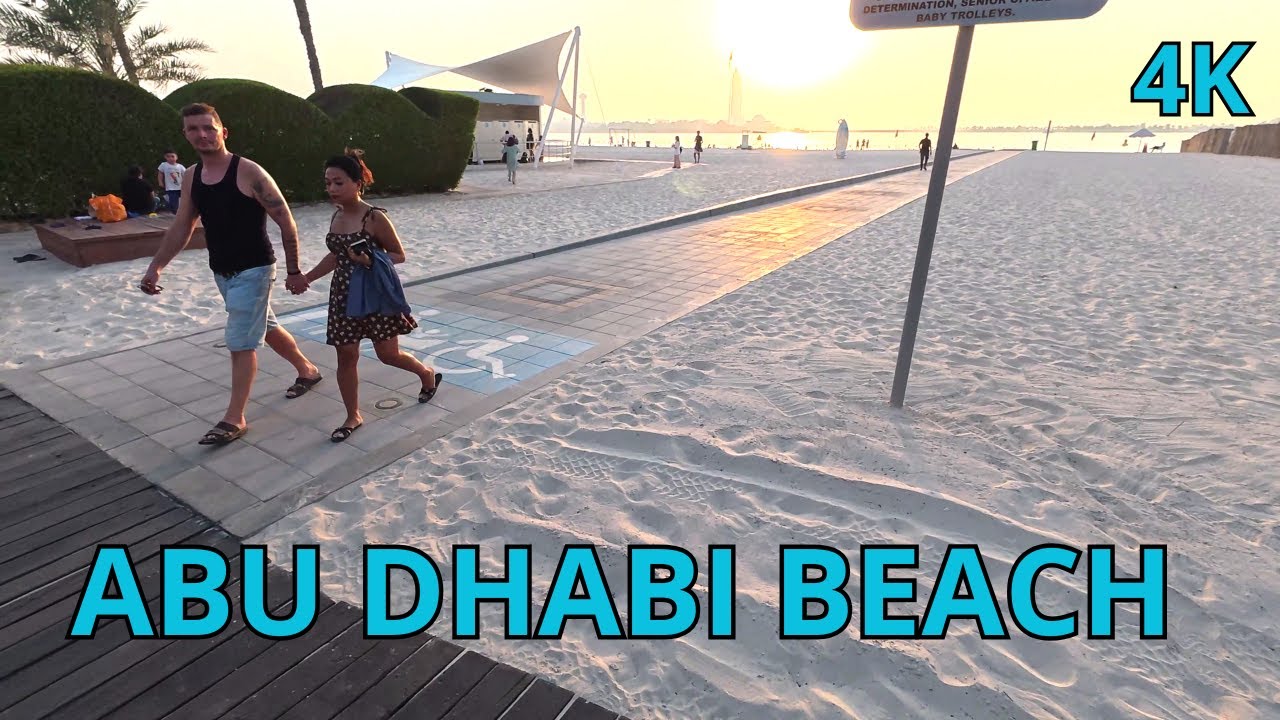 Hot weather  walk at Abu Dhabi beach and corniche  - United Arab Emirates