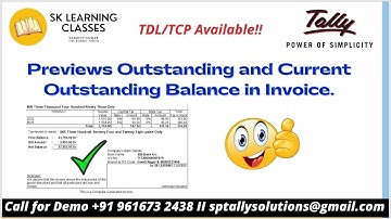 Previous Outstanding and Current Outstanding Balance in Invoice in Tally I Previous Balance in Tally