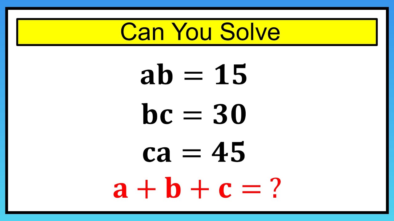 Nice Algebra Math Simplification | Find the Value of a, b, c - YouTube