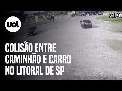 Acidente envolvendo caminhão e carro deixa mortos e feridos no litoral de SP; veja colisão