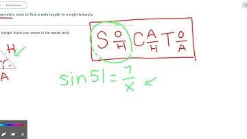 ALEKS - Using a trig ratio to find side length