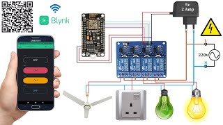 How to make IOT based Home Appliance Control using Blynk Server | IOT based Home Automation Project