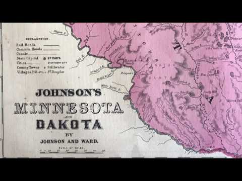 Minnesota Dakota territory 1864 Johnson & Ward transitional map