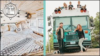 Family of 5 Living in SCHOOL BUS Tiny Home w/ Mobile Salon
