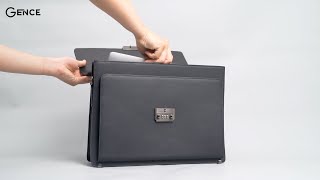 Cặp nam Gence khóa số da bò Epsom cao cấp CTS17 đen