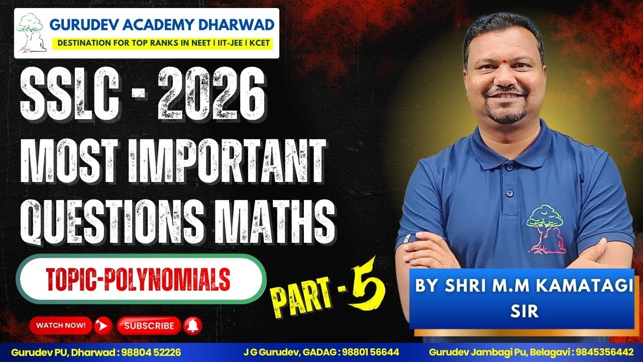 Polynomials Part-5 | SSLC 2026 Maths | Board Exam Sure Marks