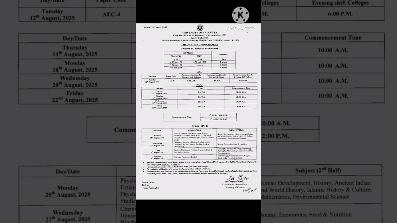sem 4 CCF b.a,b.sc exam date 2025|CU|