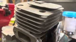Porting tips Echo 7310, transfer cap and inside look at piston, base gasket and the ports.
