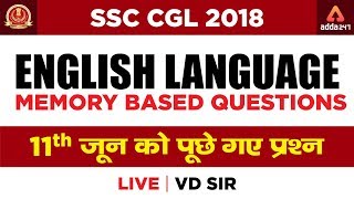 SSC CGL 2018-19 English Language Memory Based Questions | 11th June | V.D Sir screenshot 3