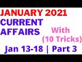 Current affairs january 2021  jan  13 to jan 18  with memory tricks