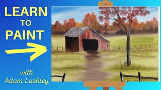 Paint with Adam | An Autumn Barn | Wet on Wet Oil Painting Tutorial