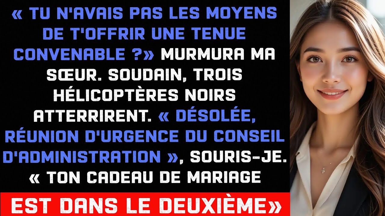 Les invités au mariage de ma sœur moquent ma « robe bon marché »—Puis ma flotte d’hélicos atterrit