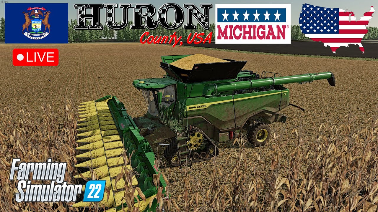 MAPA HURON COUNTY FARMING SIMULATOR 22 25 PARTIU COLHEITA DE MILHO