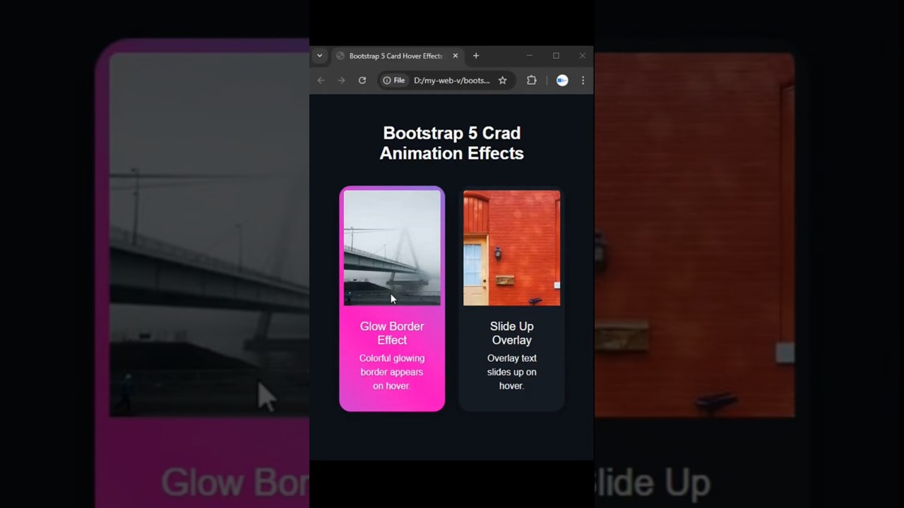 Bootstrap 5 Card Hover Effects Part 2  Glow Border & Overlay!
