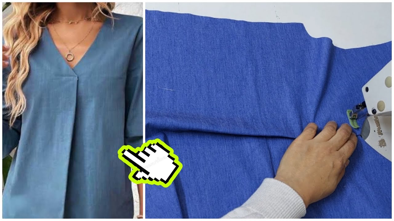 HOW TO SEW V NECK WITH FOLDS IN FRONT OF SIMPLE METHOD YouTube