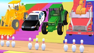 Choose The Right Portal Trap With Stairs Color Big & Small Cars JCB Tractor Fire Truck Vehicles Game