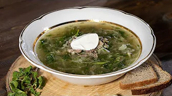 Kologrivsky shchi with sauerkraut and fresh herbs. I cook the soup in goose broth