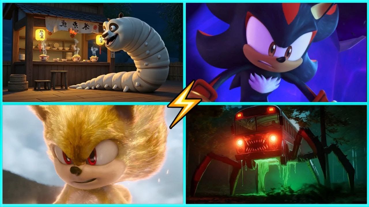 Panda Worm 🆚 Sonic Hedgehog 🆚 Sonic Gold 🆚 School Bus ExeTiles Hop EDM🎵