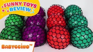 Babyccino Funny Toys Review Episode 1 - Squishy Mesh Balls With Slime | Educational Video For Kids
