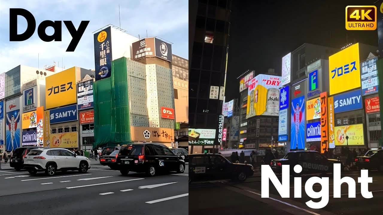 Osaka by Day & Night 🇯🇵 | 4K City Sounds