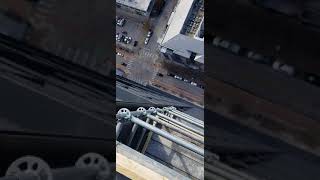 Austin TX scaffolding 300ft up building on roof of building