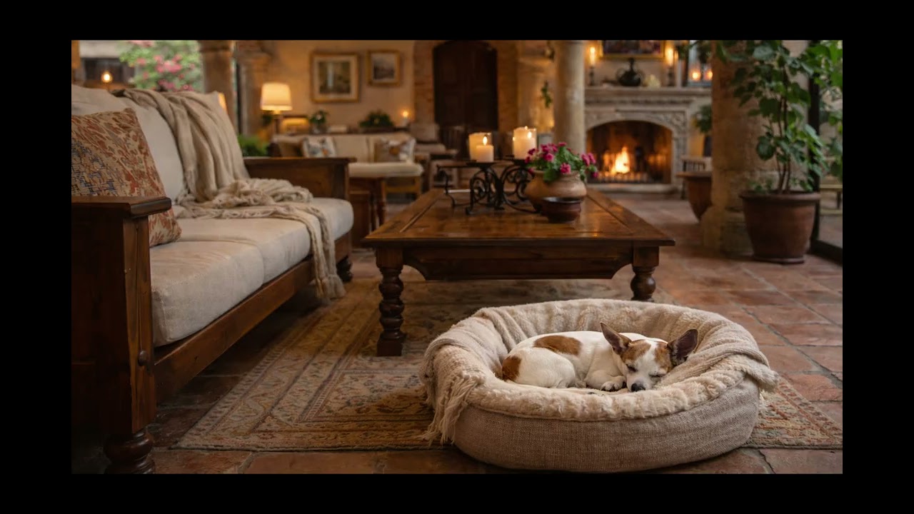 Relaxing Living Room Ambience  Sleeping Chihuahua on Couch  Cozy Home