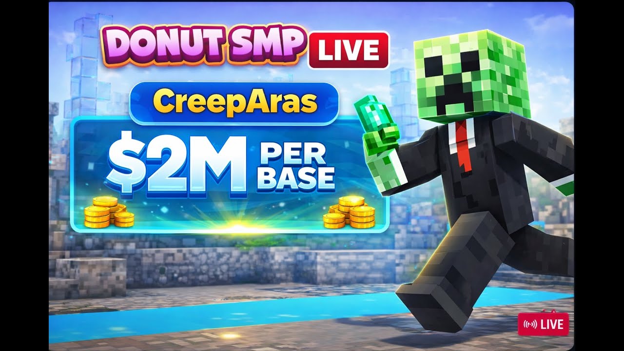 Donut SMP LIVE / Gambling / 3m per Base / Crazy E-Chest Loot / Doing Auction / JOIN UP / IGN: CreepA