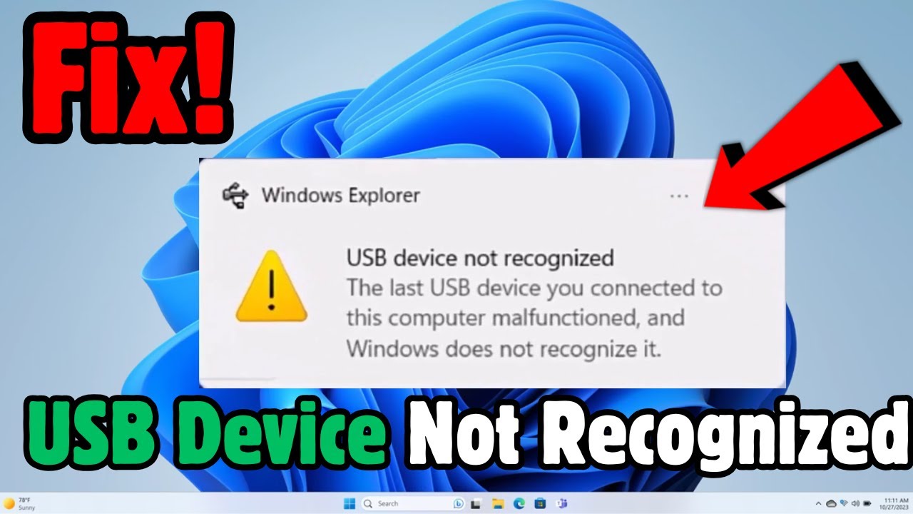 Fix USB Device Not Recognized in Windows 11 / 10 | How To Fix USB ...