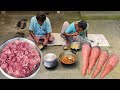 NEW STYLE CHICKEN COOKING RECIPE WITH FRESH GAJOR by santali couple | Rural villagers lifestyle