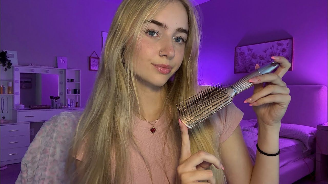 40 Min ASMR Hair Play- Invisible Clips, Haircut, Curling, Braiding✂️