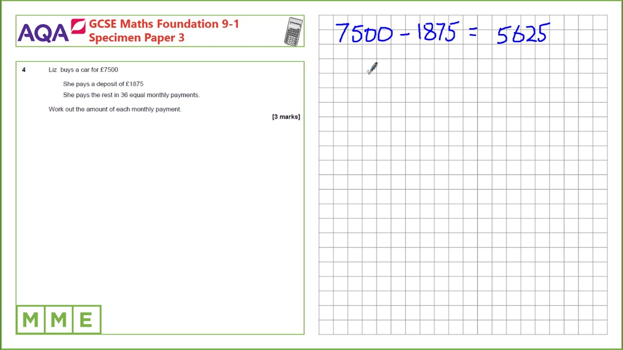 GCSE Maths AQA Foundation Specimen Paper 3 - Q4 Multiplication and ...