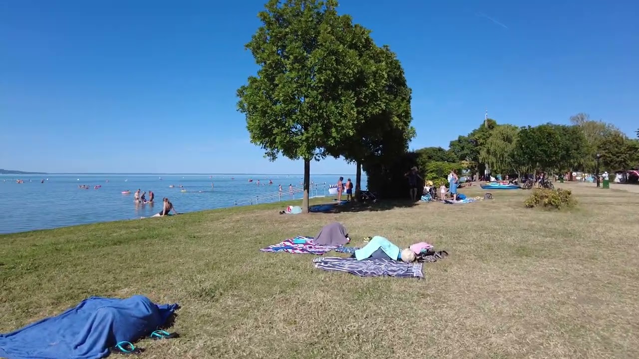 walking on the beach in Zamárdi - Balaton 2022 - Hungary [4k Ultra HD 60fps ]