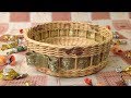 #10 Корзинка для сладостей Мастер-класс от А до Я DIY Newspaper Basket Weaving Tutorial ENGLISH SUBS