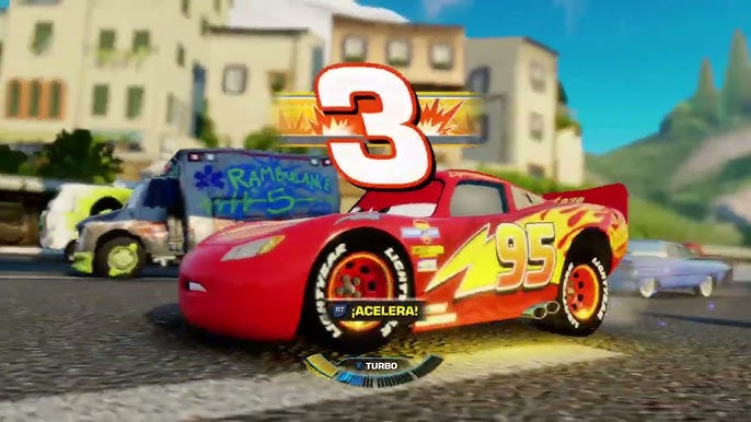 Disney Pixar Cars Rayo McQueen con ruedas de carreras : Juguetes y Juegos 