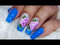 unhas decoradas flor carga dupla