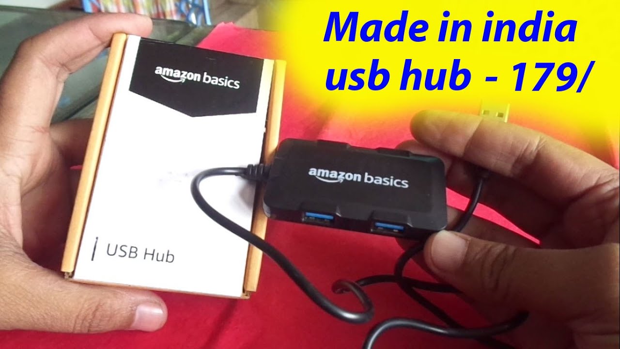Amazon Basics Hi-Speed 4 Port Made in India USB Hub unboxing.