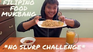 NO SLURP CHALLENGE | FILIPINO FOOD MUKBANG ASMR | PANCIT, MENUDO, AND ORANGE JUICE | BIG BITES | 먹방
