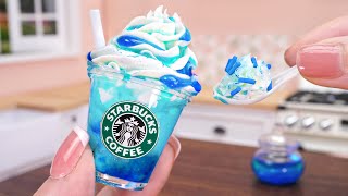 NEW Miniature Starbucks Blue Cloud Frappuccino Secret Recipe | ASMR Cooking Mini Food