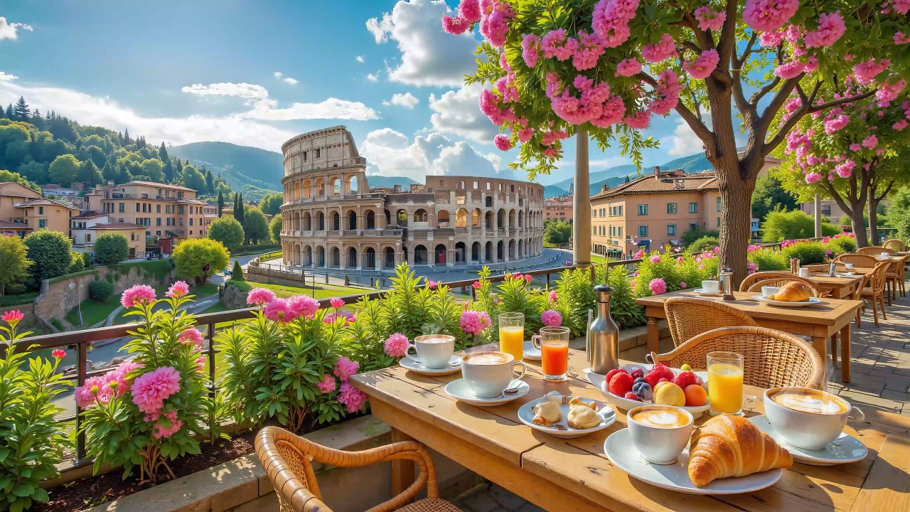Spring Cafe At The Colosseum ☕🎹 Elegant Piano For Calm Luxury Moments