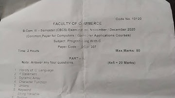 Programming with C, 3rd Sem B.com 2020 question paper