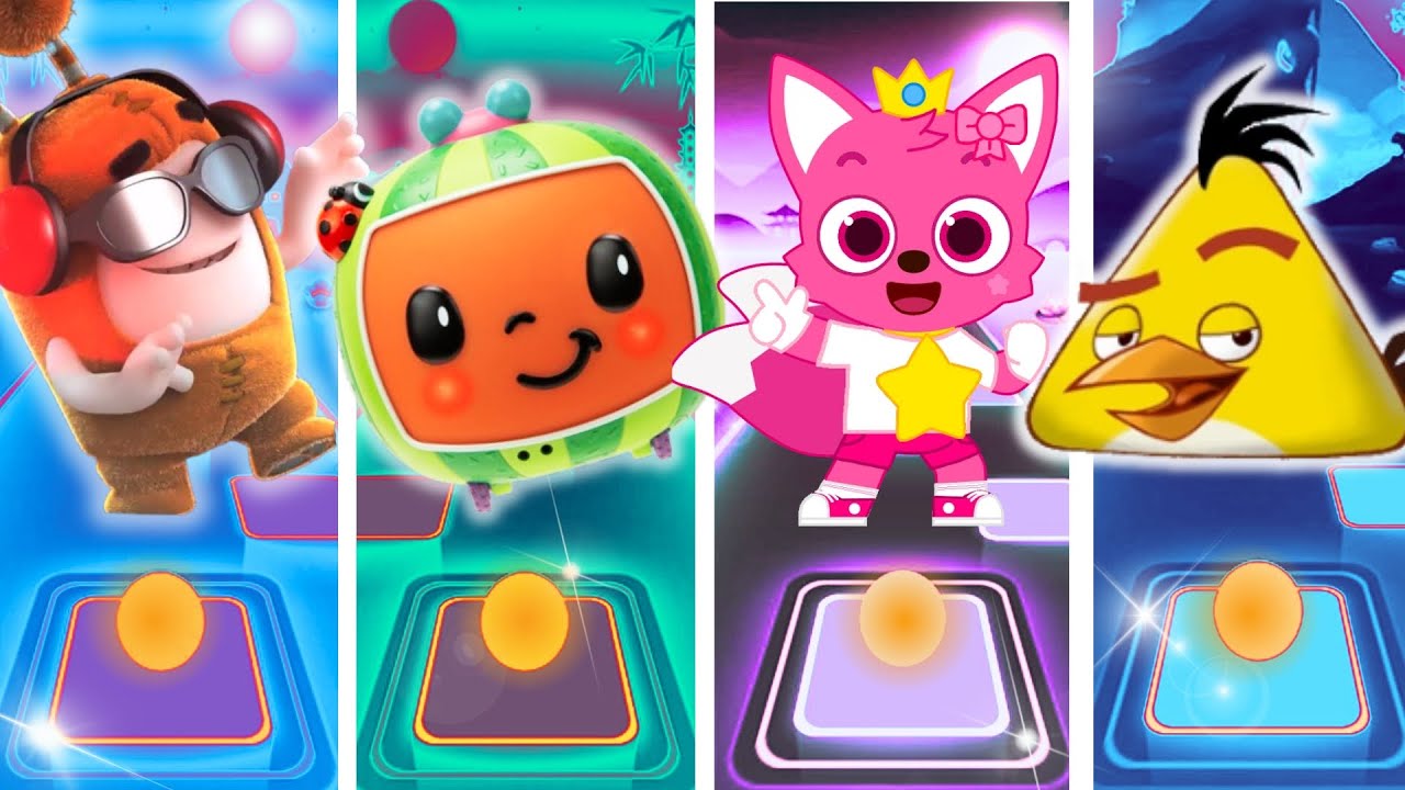 Oddbods Slick🆚Cocomelon🆚Pinkfong🆚Angry Birds Chuck - Tiles Hop EDM RUSH ...