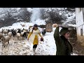 Shepherd’s Life in the Coldest Mountain of Northern Iran :Discover Snowy Village life of Rural girls