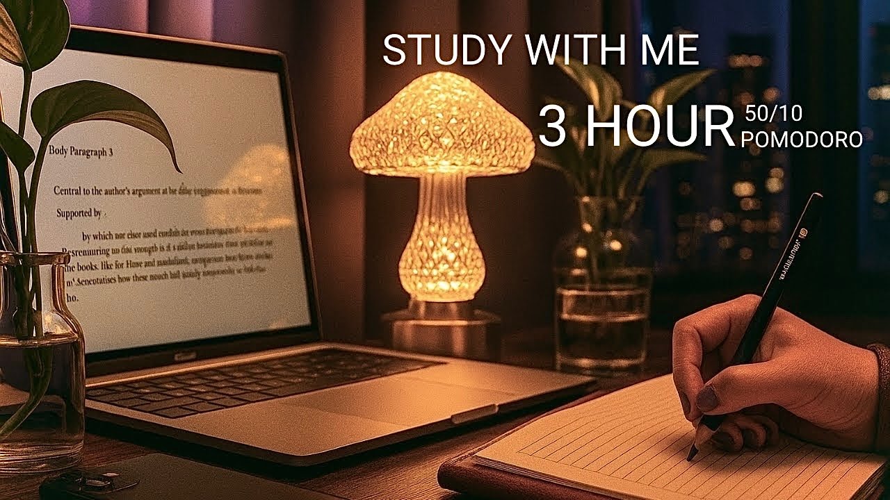 3 HOUR STUDY WITH ME | Background noise 📚, Rain Sounds 🌧️ | Pomodoro 50 ...